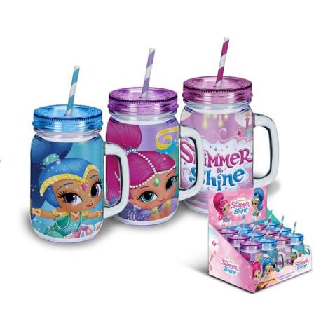 Shimmer & Shine 400ml Mason Jar Tumbler Cup With Straw £5.49